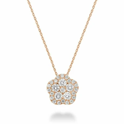 Hollow Flower Diamond Pendant 0.17CTDI Rose Gold