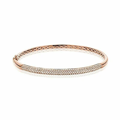 Pave Diamond Bangle Bracelet 1.00CTDI Rose Gold