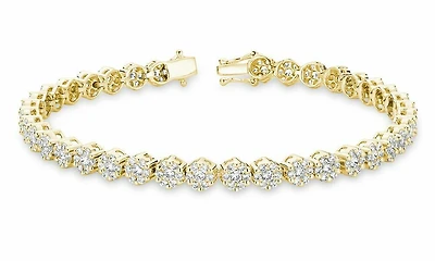 Cluster Diamond Tennis Bracelet 3.00CTDI Yellow Gold