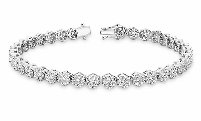 Cluster Diamond Tennis Bracelet 3.00CTDI White Gold