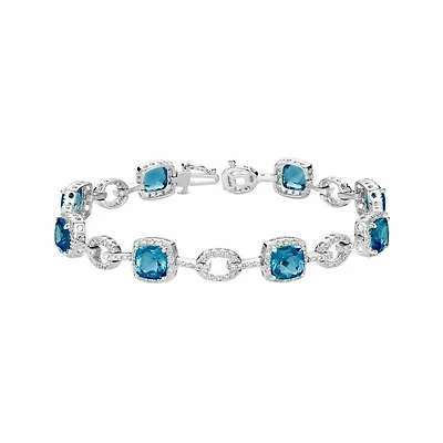 London Blue Topaz & Diamond Bracelet 1.00CTDI White Gold