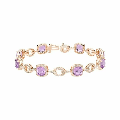 Pink Amethyst & Diamond Bracelet 1.00CTDI Rose Gold