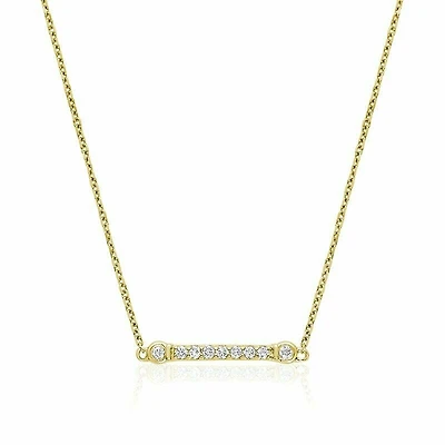Bar Bezel Diamond Necklace 0.10CTDI Yellow Gold