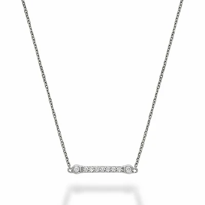 Bar Bezel Diamond Necklace 0.10CTDI White Gold