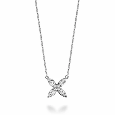 Marquise Flower Diamond Necklace 0.20CTDI White Gold