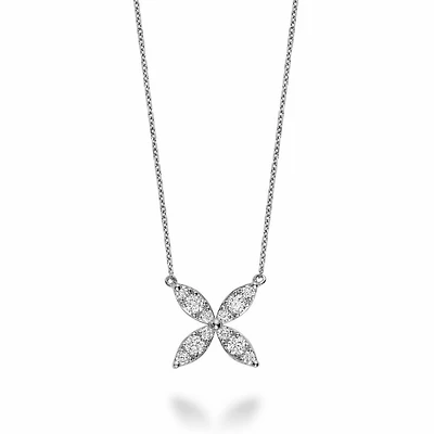 Marquise Flower Diamond Necklace 0.40CTDI White Gold
