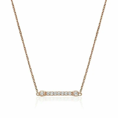 Bar Bezel Diamond Necklace 0.10CTDI Rose Gold