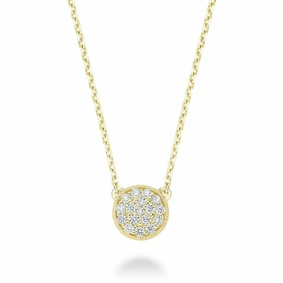 Circle Diamond Milgrain Necklace 0.25CTDI Yellow Gold