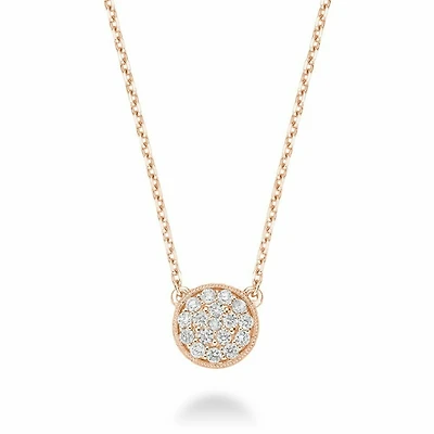 Circle Diamond Milgrain Necklace 0.25CTDI Rose Gold