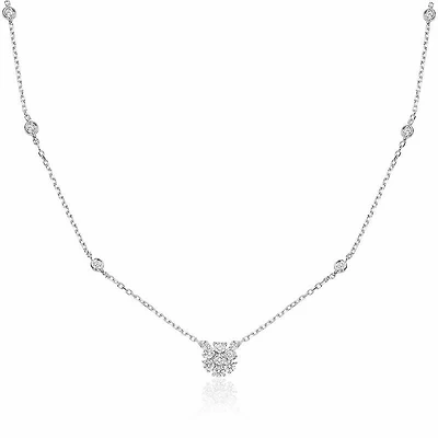 Flower Diamond Necklace 0.75CTDI White Gold