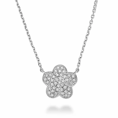 Flower Leaf Diamond Necklace 0.25CTDI White Gold