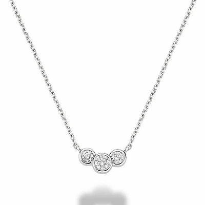 Triple Bezel Diamond Necklace 0.15CTDI White Gold