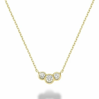 Triple Bezel Diamond Necklace 0.35CTDI Yellow Gold