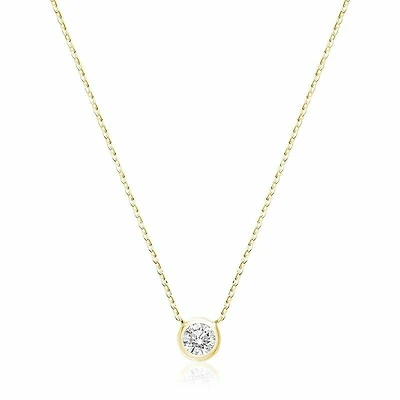Bezel Diamond Necklace 0.33CTDI Yellow Gold