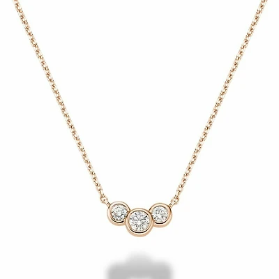 Triple Bezel Diamond Necklace 0.15CTDI Rose Gold