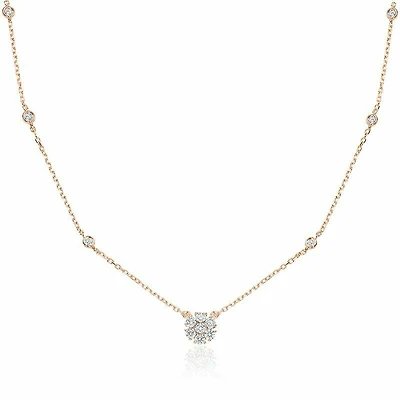 Flower Diamond Necklace 0.75CTDI Rose Gold