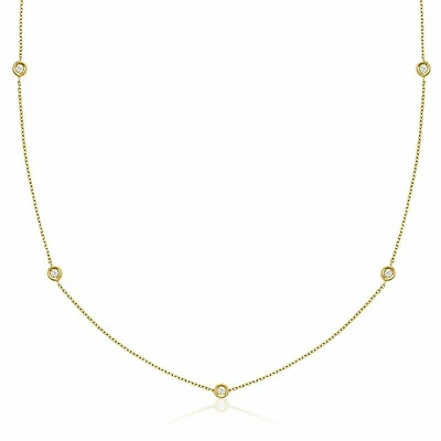 Bezel Diamond by the Yard Necklace 0.25CTDI Yellow Gold