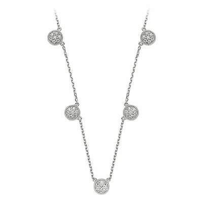 Round Diamond & Milgrain Necklace 0.50CTDI White Gold