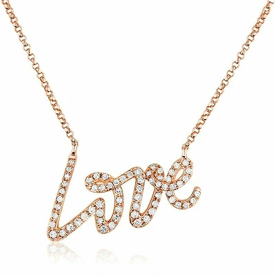 "LOVE" Diamond Necklace 0.30CTDI Rose Gold