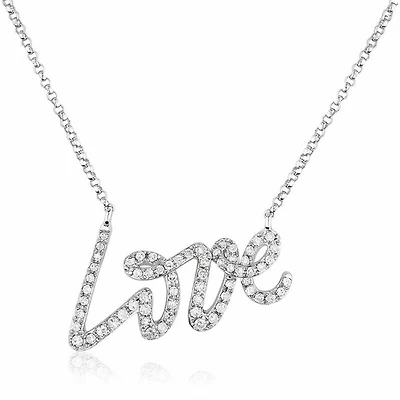 "LOVE" Diamond Necklace 0.30CTDI White Gold