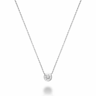 Bezel Set Diamond Necklace 0.15CTDI White Gold