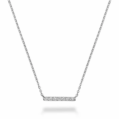 Diamond Bar Necklace 0.10CTDI White Gold