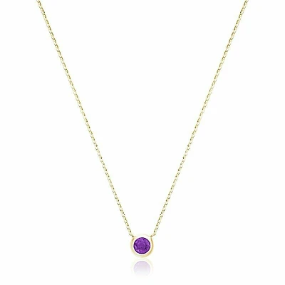 Bezel Set Amethyst Necklace Yellow Gold
