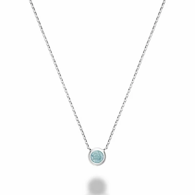 Bezel Set Aquamarine Necklace White Gold