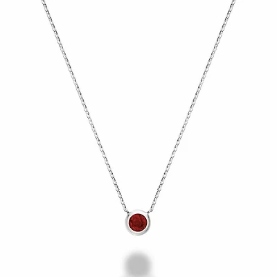 Bezel Set Ruby Necklace White Gold