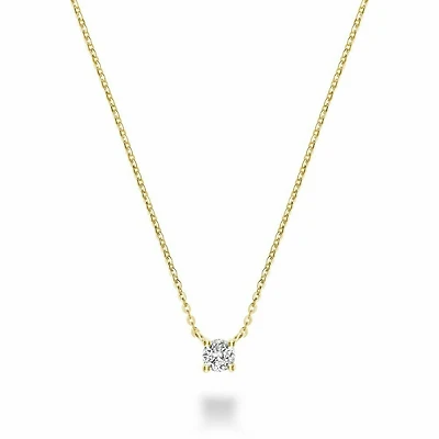 Solitaire Diamond Necklace 0.13CTDI Yellow Gold