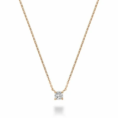 Solitaire Diamond Necklace 0.07CTDI Rose Gold