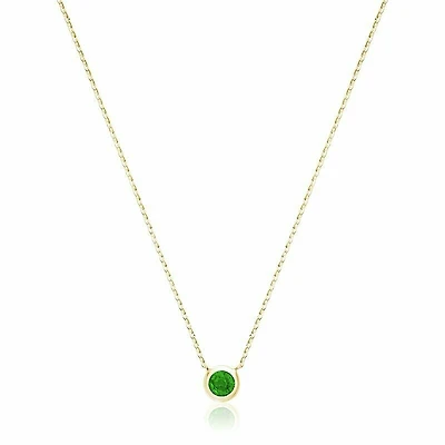 Bezel Set Emerald Necklace Yellow Gold