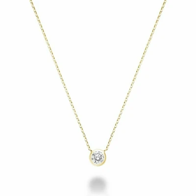 Bezel Set Diamond Necklace 0.15CTDI Yellow Gold