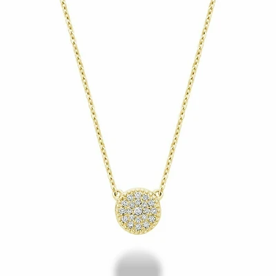 Round Diamond Necklace 0.10CTDI Yellow Gold