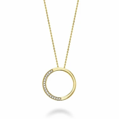 Half Circle Diamond Pendant Yellow Gold