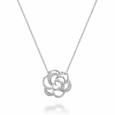 Rose Flower Diamond Pendant Gold