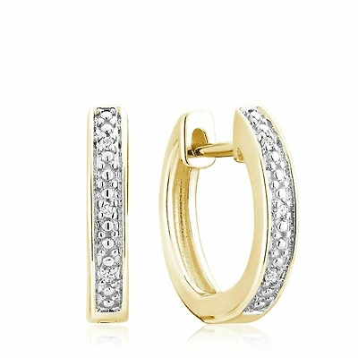 Diamond Huggie Hoop Earrings 0.04CTDI Yellow Gold