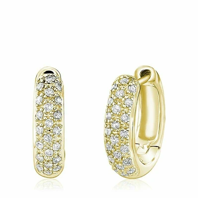 Diamond Pave Huggie Earrings 0.35CTDI Yellow Gold