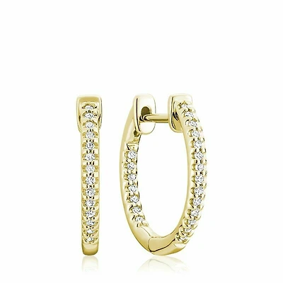 Inside-Out Diamond Hoop Earrings 0.20CTDI Yellow Gold