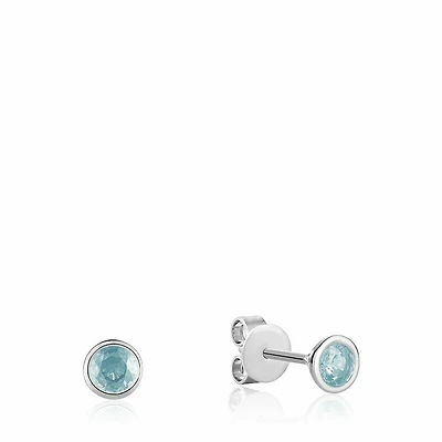 Bezel Set Aquamarine Stud Earrings White Gold