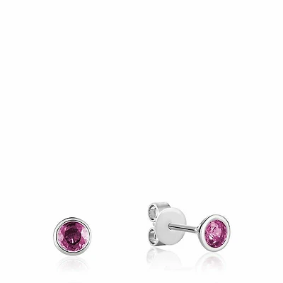 Bezel Set Pink Topaz Stud Earrings White Gold