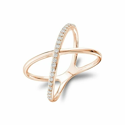 Diamond Crossover Ring Rose Gold