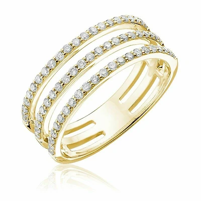 Open Split Triple Shank Diamond Fashion Ring Yellow Gold