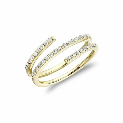 Linear Double Wrap Diamond Ring Yellow Gold
