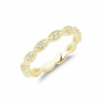 Milgrain Marquise Diamond Stackable Ring Yellow Gold