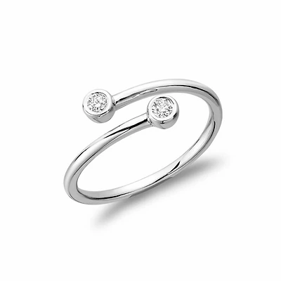 Double Bezel Crossover Diamond Ring White Gold