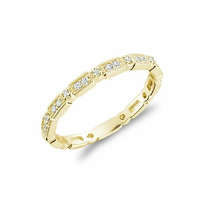 Milgrain Diamond Stackable Ring Yellow Gold