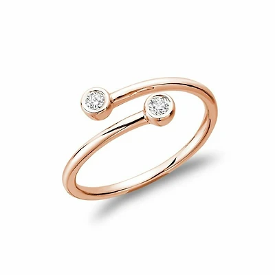 Double Bezel Crossover Diamond Ring Rose Gold