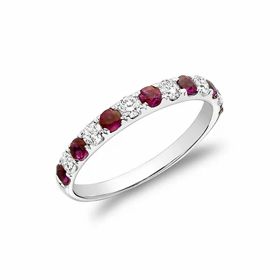 Pavé Ruby & Diamond Ring White Gold