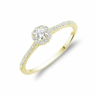 Round Diamond Halo Engagement Ring Yellow Gold